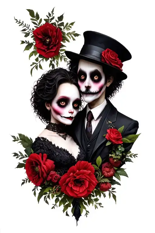 The Funeral Weds of Tim Burton Characters tattoo design idea