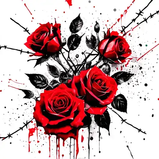 roses and barbed wire tattoo design idea