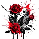 roses and barbed wire tattoo design idea