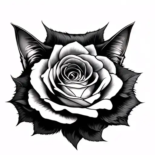 roses fat cat  hair tattoo design idea