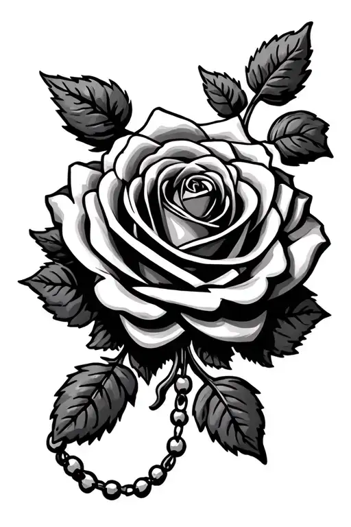 Irish Rose rosary beads tattoo design idea