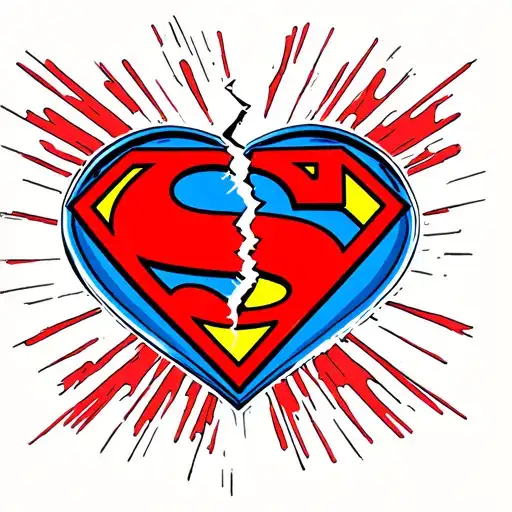 Superman logo broken heart made tattoo design idea