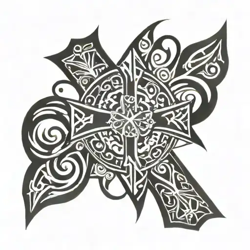 cross, glory to god, 33, Psalms 37:23-24 tattoo design idea