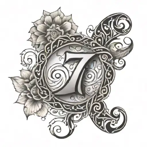 Design a tattoo of the number 777 intertwined with intricate Omani patterns, representing your favorite things and interests in numerology and culture. tattoo design idea