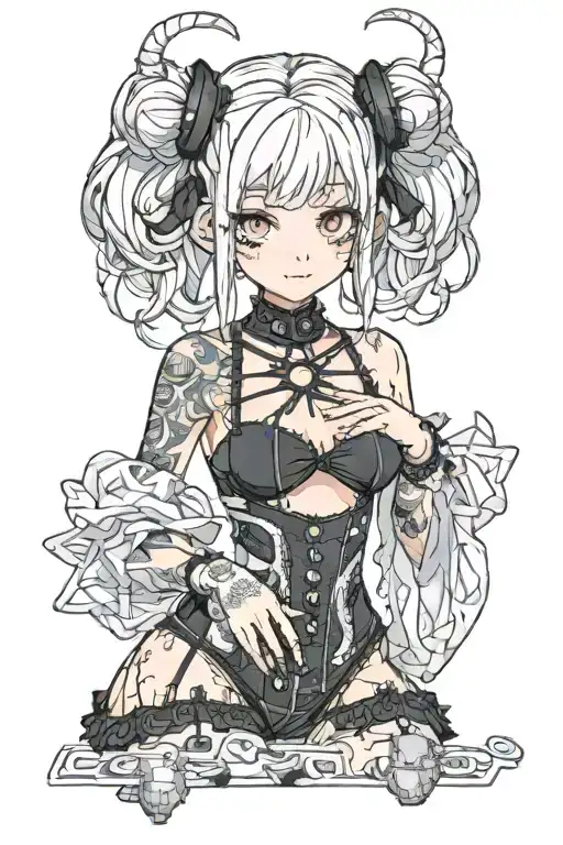big tittie goth girl with neat space buns wearing lingerie tattoo design idea