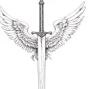 archangel Michael sword and wings tattoo design idea