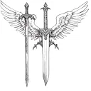 archangel Michael sword and wings tattoo design idea