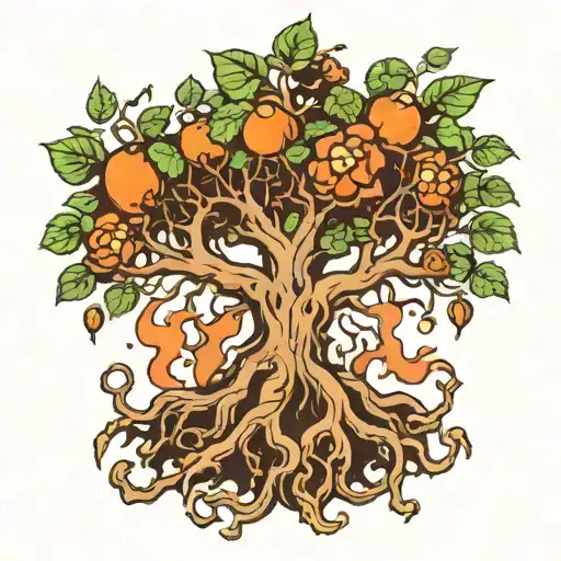 poison tree roots growing tattoo design idea