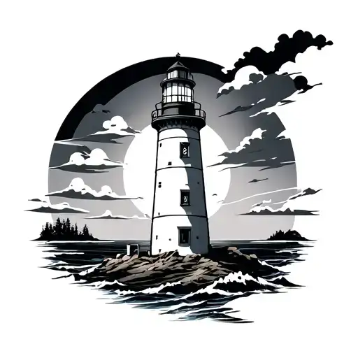 lighthouse standing tall amidst tattoo design idea