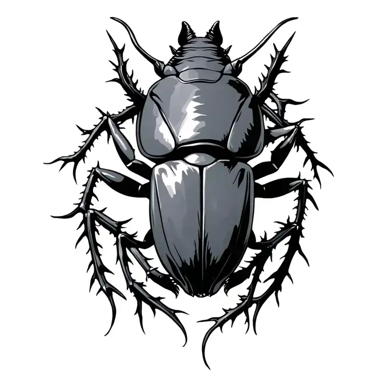 rhinoceros beetle with vines and thorns tattoo design idea