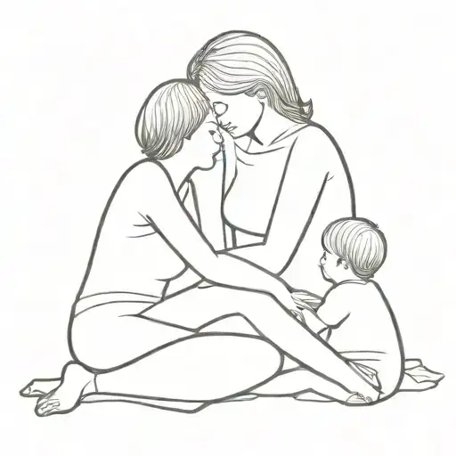 mother and son tattoo design idea