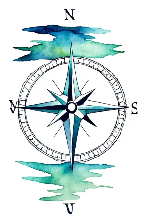 compass rose, mountain, kayak, irish tattoo design idea