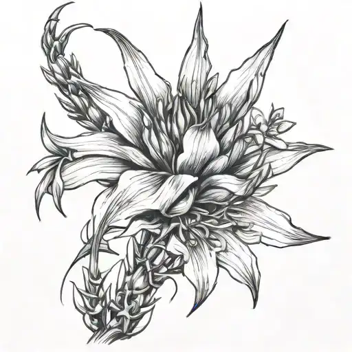 yucca gloriosa with scorpion on forearm tattoo tattoo design idea