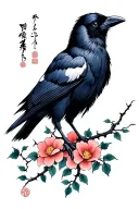 crow in vines wrapped evenly tattoo design idea