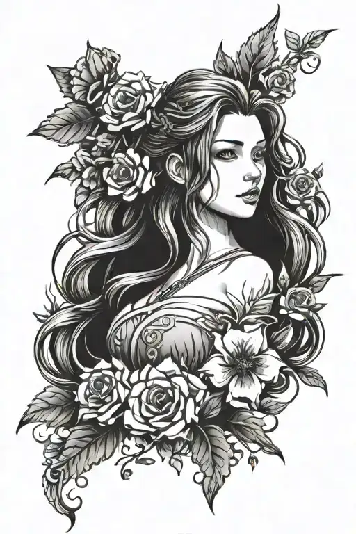 aerith Gainsborough flower tattoo design idea