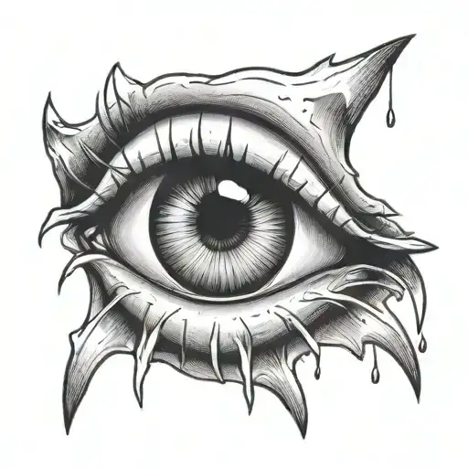 small morbid teeth eye  tattoo design idea