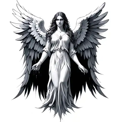 seraphim angel six wings tattoo design idea