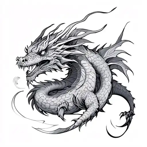 Fine Line Dragon tattoo design idea