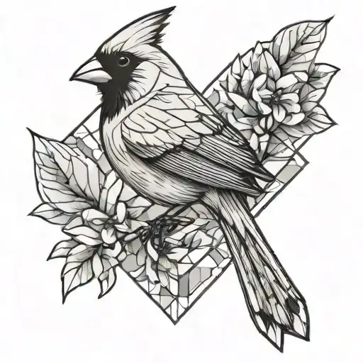geometrics cardinal bird tattoo design idea