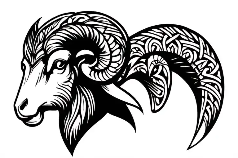 ram head tattoo ornate celtic style motifs tattoo design idea