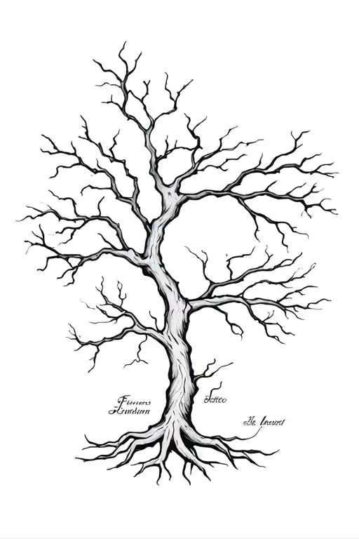 a poison tree with roots and no leaves  tattoo design idea