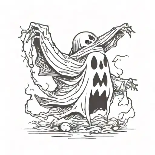 halloween ghost tattoo design idea