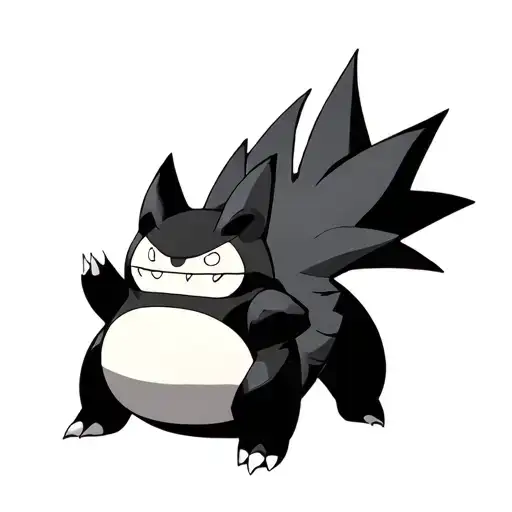 Corazon one piece fusionado con gengar o snorlax tattoo design idea