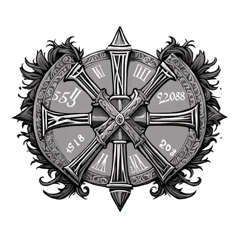 cross and Roman numeral date 5 18 2008 tattoo design idea