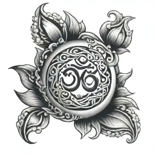 womb tattoo that says "Om owns me" tattoo design idea