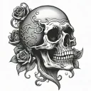 realism skull face illuminated by candle tattoo design idea
