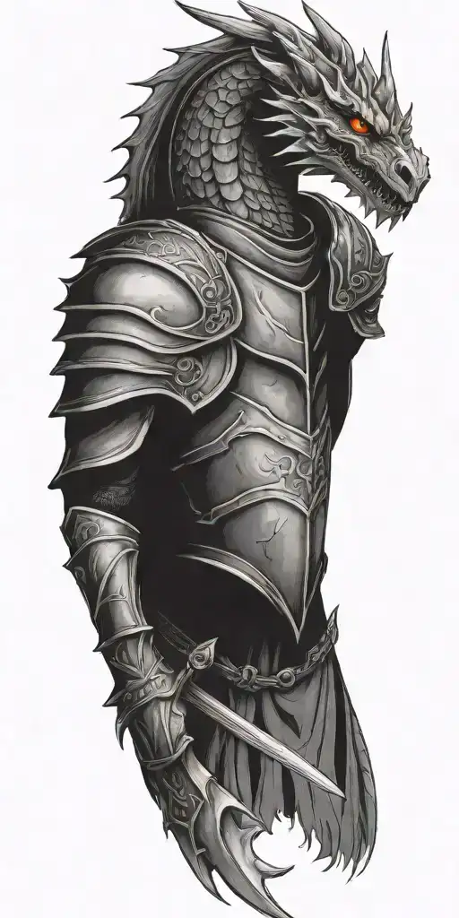 medieval dragon knight  tattoo design idea