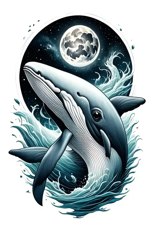 Whale with and galaxy tattoo design idea