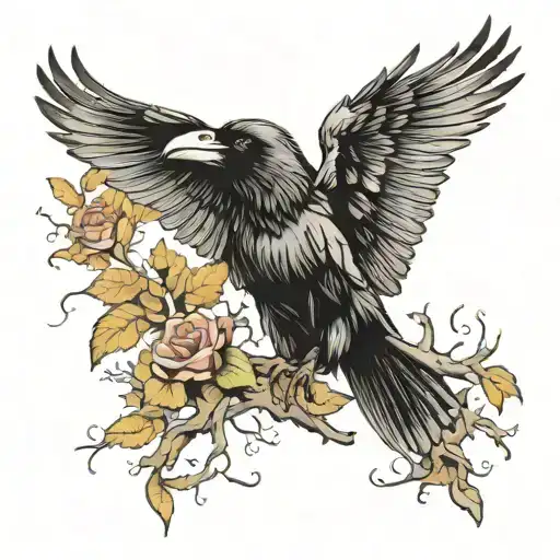 raven forest tattoo design idea