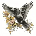 raven forest tattoo design idea