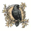 raven forest tattoo design idea