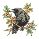 raven forest tattoo design idea