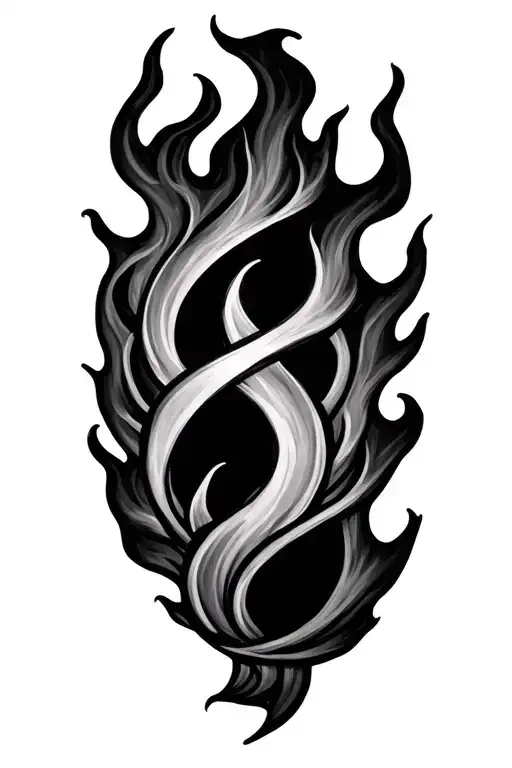 Romans 8:28 in fire flames surrounding tattoo design idea