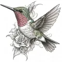 Breast cancer ribbon around a Hummingbird tattoo design idea