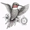 Breast cancer ribbon around a Hummingbird tattoo design idea