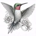 Breast cancer ribbon around a Hummingbird tattoo design idea