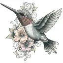 Breast cancer ribbon around a Hummingbird tattoo design idea
