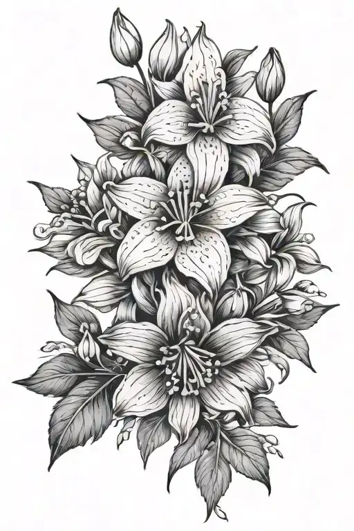 snowdrop carnation sweet pea daisy lotus delphinium holly narcissus poinsettia tattoo design idea