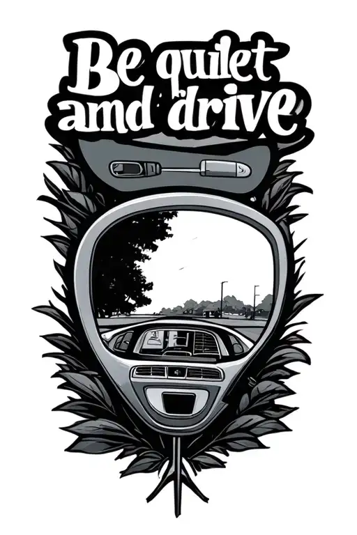 "Be quiet and drive" rear view mirror tattoo design idea