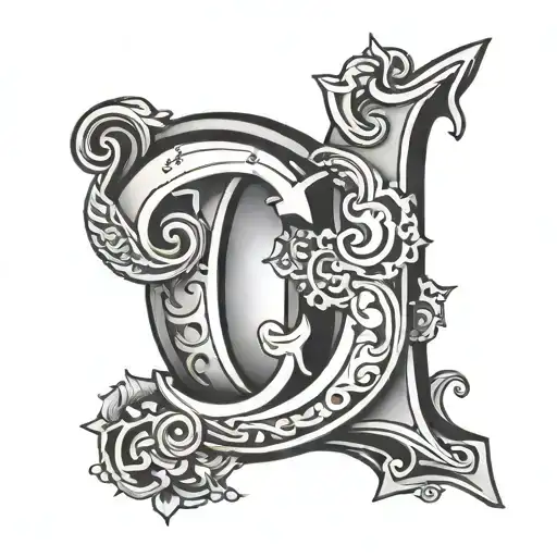 letter C in a metal welding style tattoo design idea