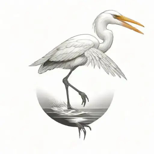 Coverup egret tattoo design idea
