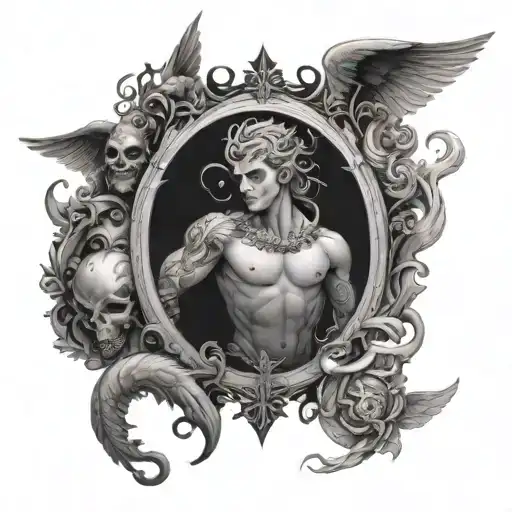 7 deadly sins vs 7 heavenly virtues tattoo design idea