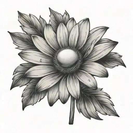 common daisy with pearl in the middle and spear behind  tattoo design idea