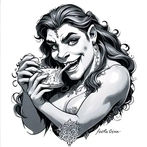 sully eating beauty and the beast tattoo design idea