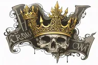 Heavy is the crown writing with a crown on top of the writing tattoo design idea
