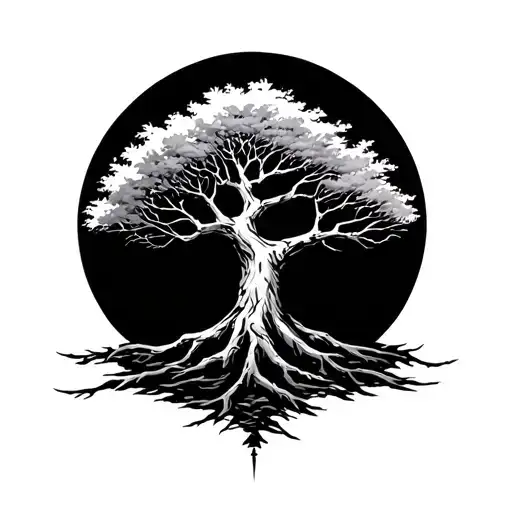 bare tree tattoo design idea